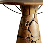 39" Natural Reclaimed Wood Pedestal Base Round Top Dining Table