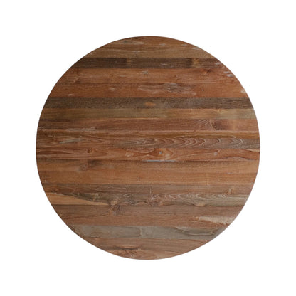 39" Natural Reclaimed Wood Pedestal Base Round Top Dining Table