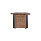 71" Natural and Black Reclaimed Wood And Rattan Dining Table