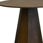39" Walnut Brown Wood Faceted Pedestal Round Top Dining Table