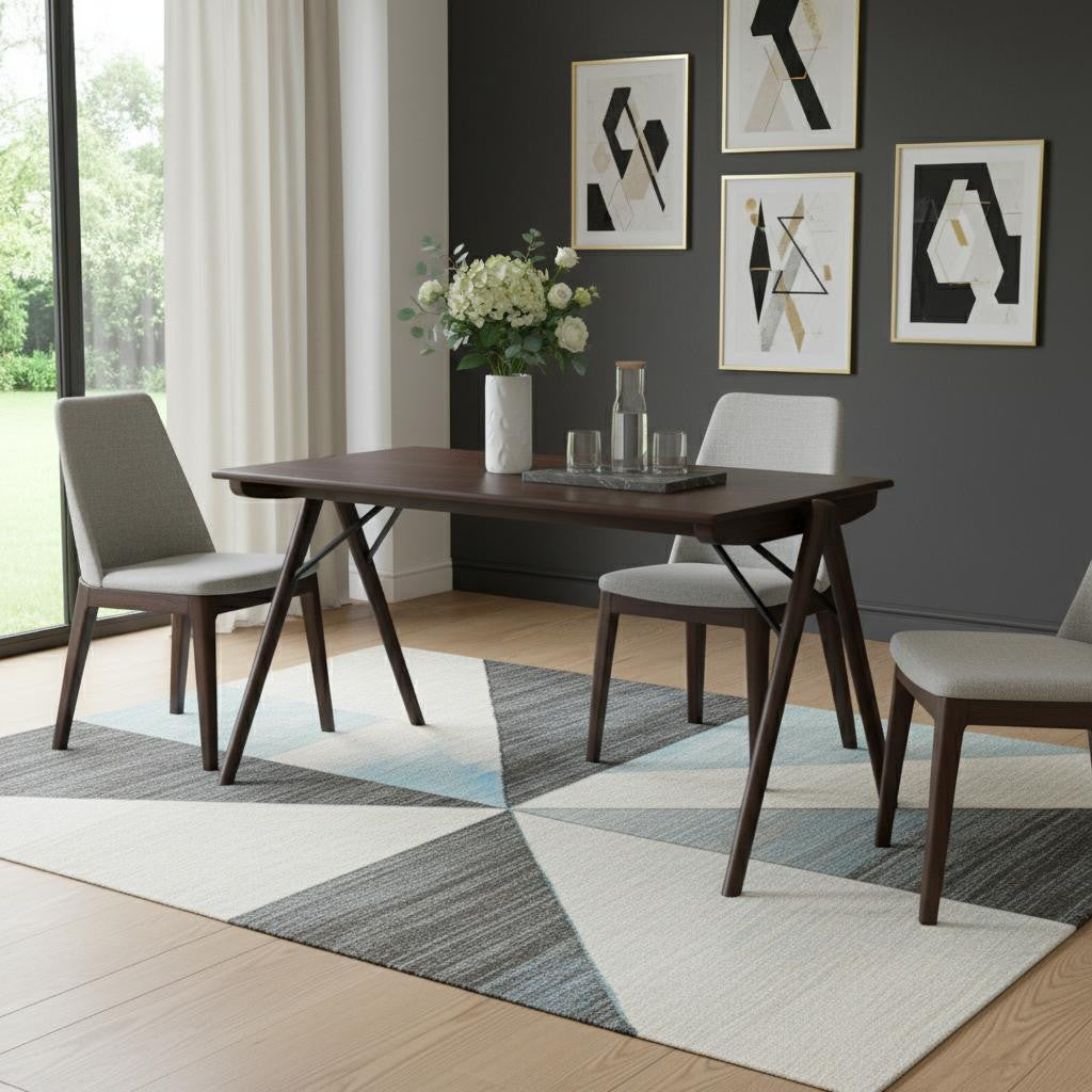 53" Walnut Wood Trestle Base Dining Table