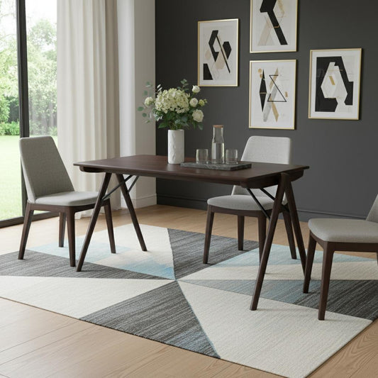 53" Walnut Wood Trestle Base Dining Table