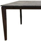 63" Gray and Walnut Faux Marble and Wood Dining Table