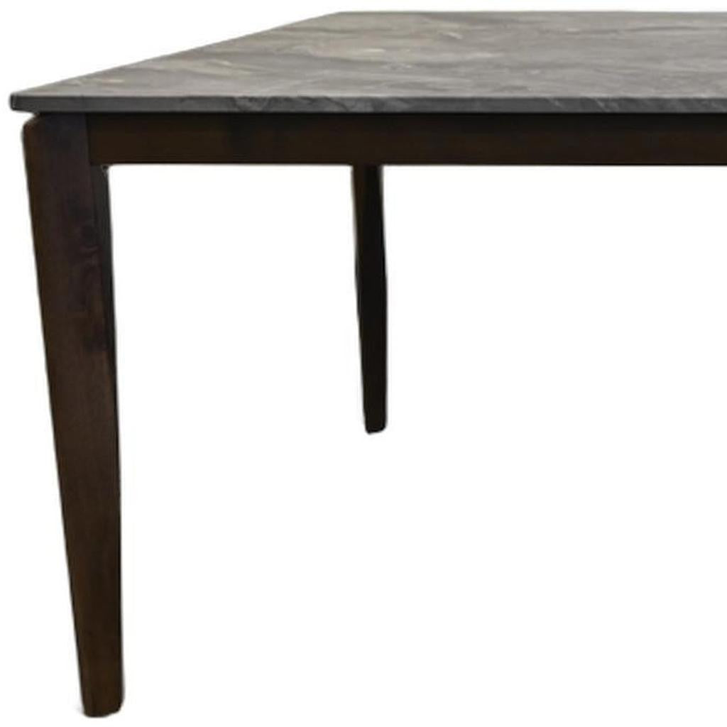 63" Gray and Walnut Faux Marble and Wood Dining Table