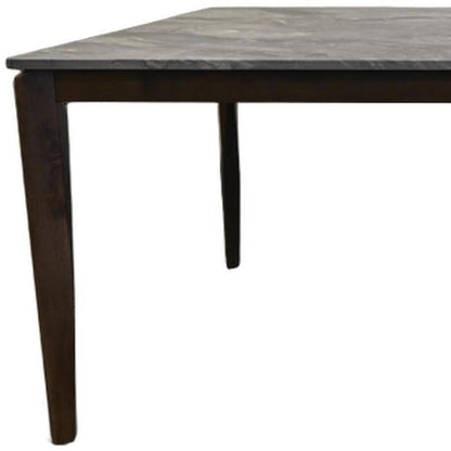 63" Gray and Walnut Faux Marble and Wood Dining Table