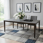 63" Gray and Walnut Faux Marble and Wood Dining Table