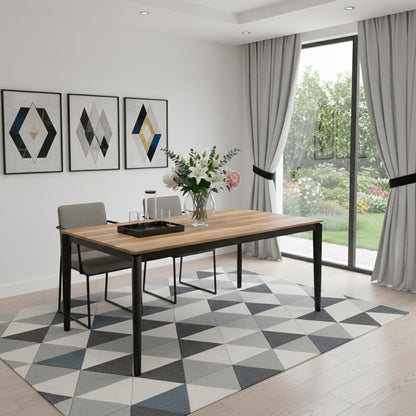 63" Walnut and Black Wood Dining Table