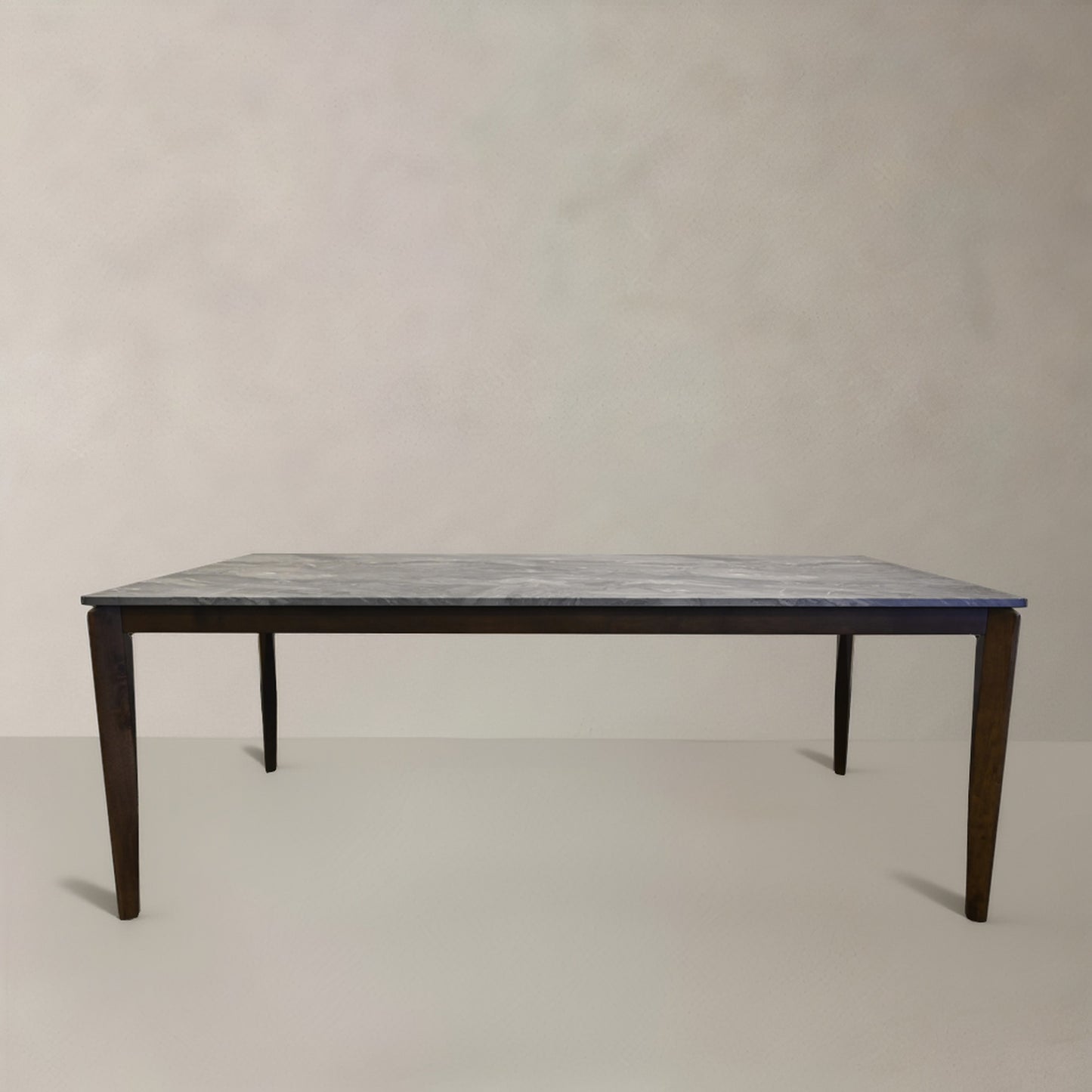 79" Gray and Walnut Faux Marble and Wood Dining Table