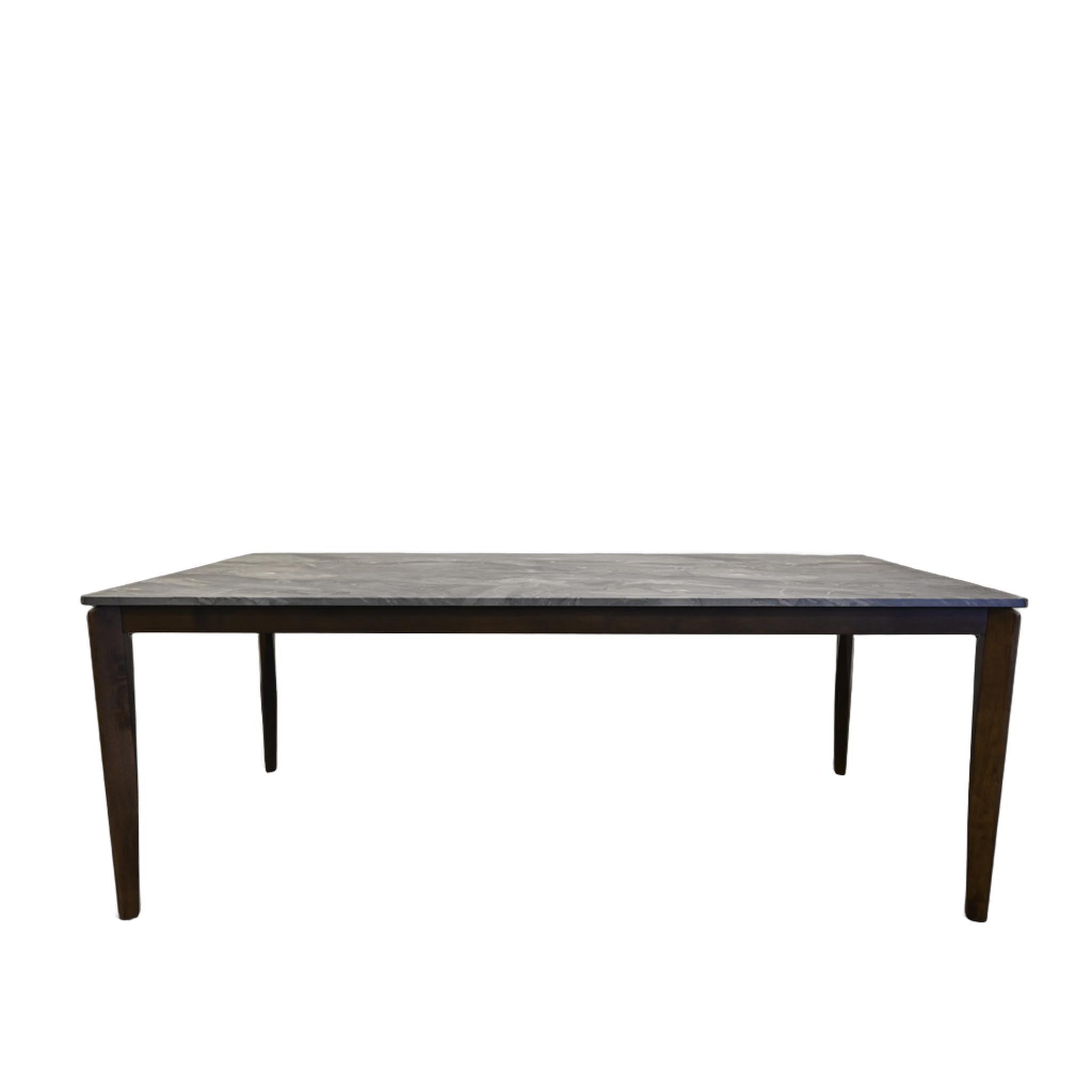 79" Gray and Walnut Faux Marble and Wood Dining Table