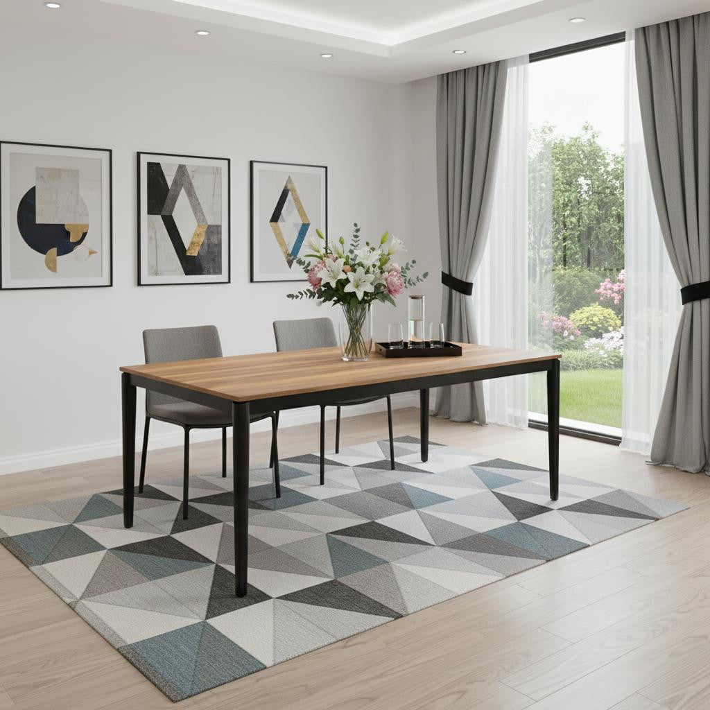 79" Walnut and Black Wood Dining Table