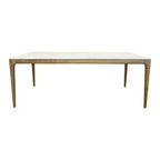 79" White and Oak Faux Marble and Wood Dining Table