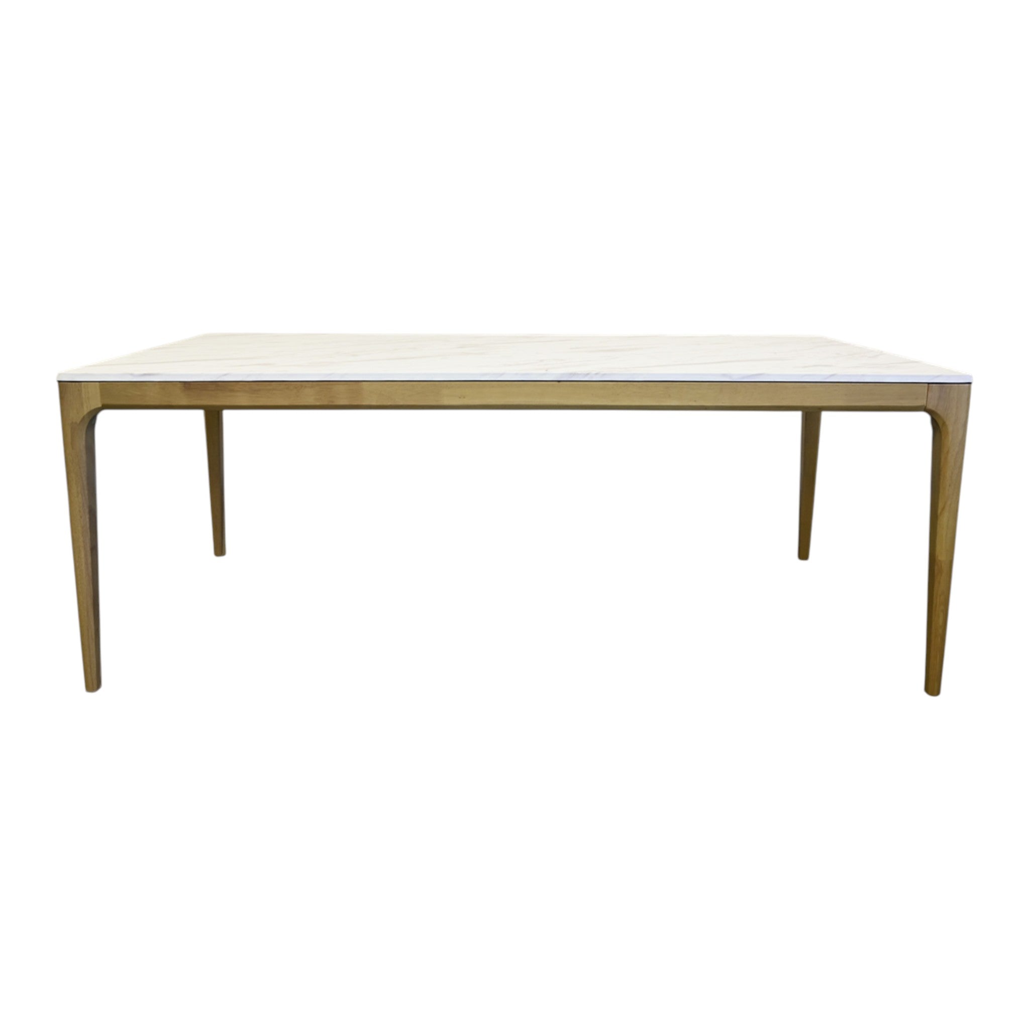 79" White and Oak Faux Marble and Wood Dining Table