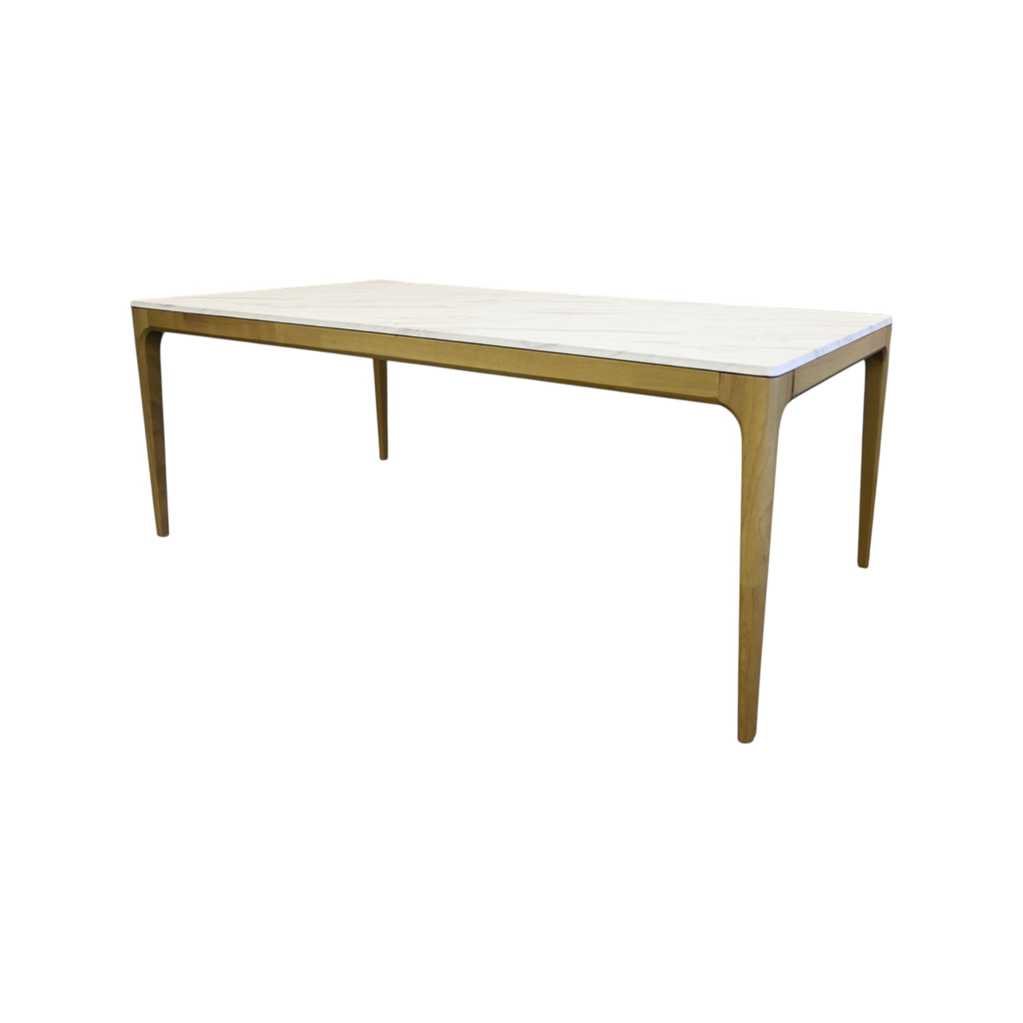 79" White and Oak Faux Marble and Wood Dining Table