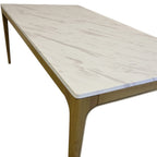 79" White and Oak Faux Marble and Wood Dining Table