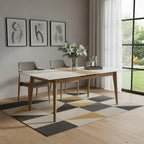 86" White and Oak Wood Self-Storing Leaf Extendable Dining Table