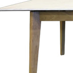 86" White and Oak Wood Self-Storing Leaf Extendable Dining Table