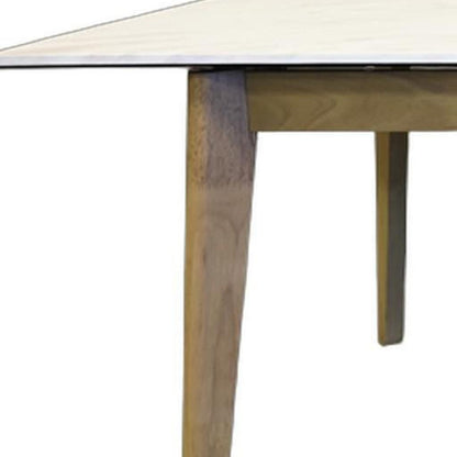 86" White and Oak Wood Self-Storing Leaf Extendable Dining Table