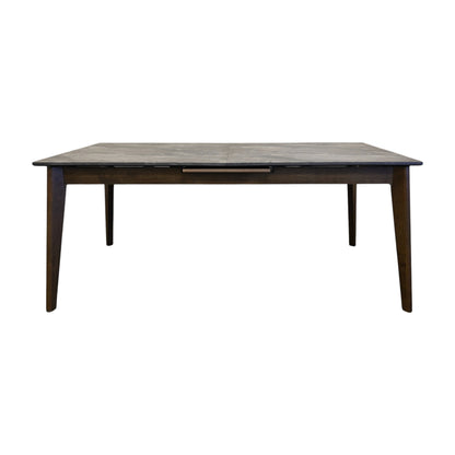 86" Gray and Walnut Wood Self-Storing Leaf Extendable Dining Table