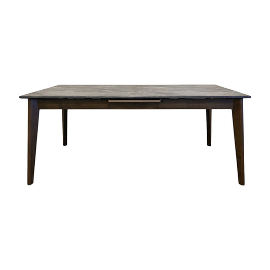 86" Gray and Walnut Wood Self-Storing Leaf Extendable Dining Table