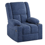 32" Blue Heated Massage Lift Assist Power Recliner With USB