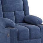 32" Blue Heated Massage Lift Assist Power Recliner With USB