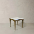 22" White and Natural Wood Square End Table