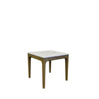 22" White and Natural Wood Square End Table