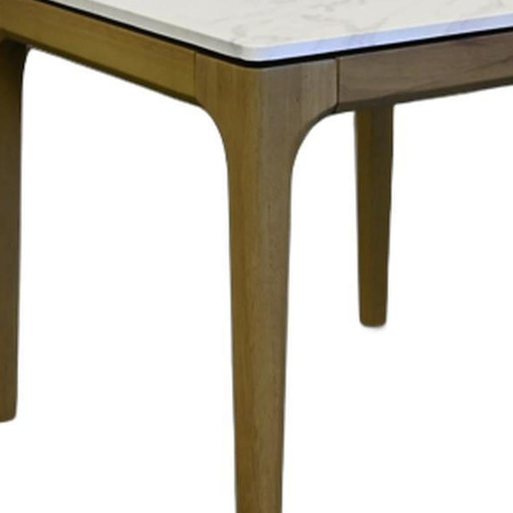 22" White and Natural Wood Square End Table