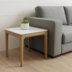 22" White and Natural Wood Square End Table