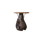 24" Natural Reclaimed Wood and Wood Round Pedestal End Table