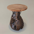 24" Natural Reclaimed Wood and Wood Round Pedestal End Table