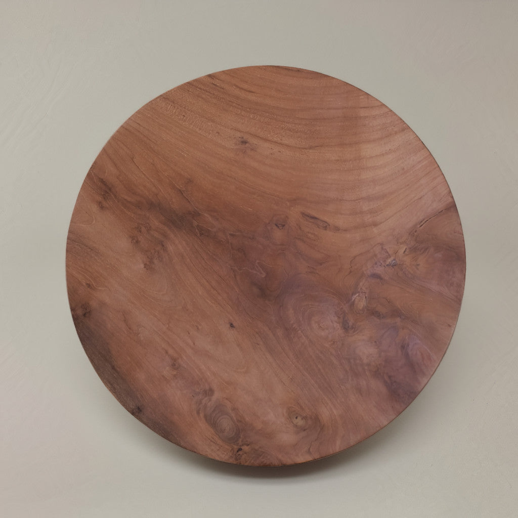 24" Natural Reclaimed Wood and Wood Round Pedestal End Table