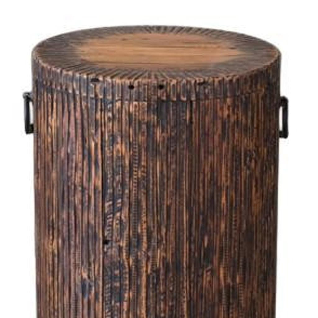 24" Natural Reclaimed Wood and Wood Round Block End Table