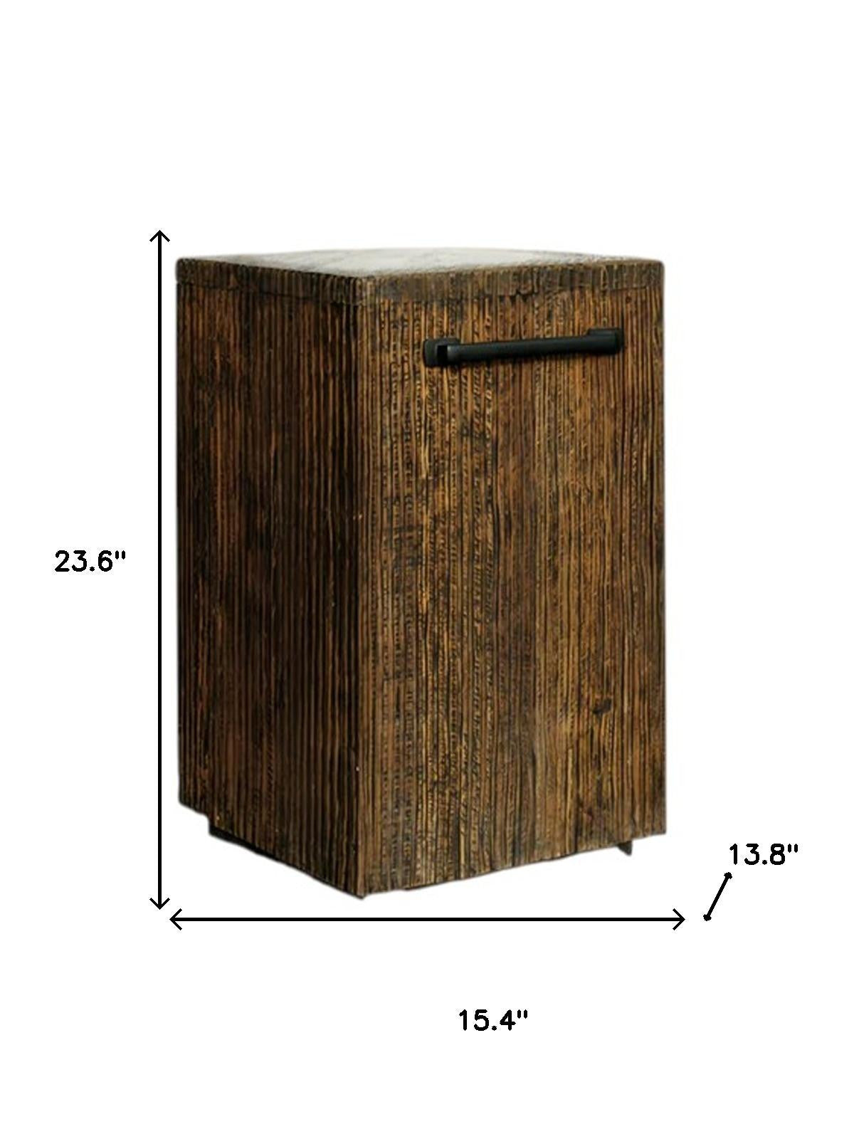 24" Natural Reclaimed Wood and Wood Square Block End Table