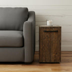 24" Natural Reclaimed Wood and Wood Square Block End Table