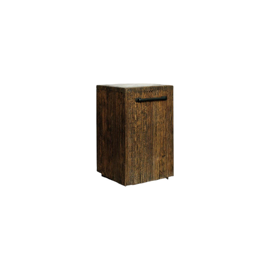 24" Natural Reclaimed Wood and Wood Square Block End Table
