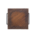 24" Natural Reclaimed Wood and Wood Square Block End Table