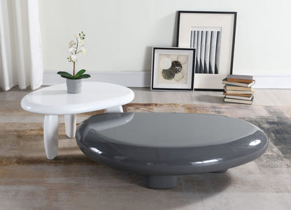 46" Gray Wood and Steel Oval Coffee Table
