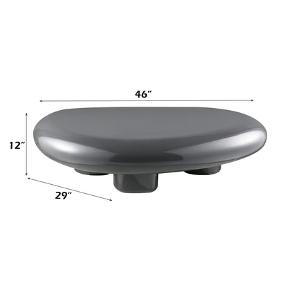 46" Gray Wood and Steel Oval Coffee Table