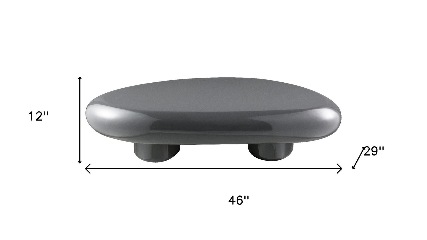46" Gray Wood and Steel Oval Coffee Table