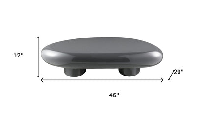 46" Gray Wood and Steel Oval Coffee Table