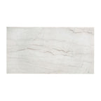 48" White and Espresso Genuine Marble and Wood Sled Coffee Table