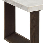 48" White and Espresso Genuine Marble and Wood Sled Coffee Table