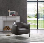 32" Gray Faux Leather and Metal Lounge Chair