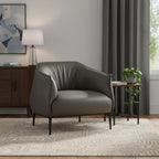 32" Gray Faux Leather and Metal Lounge Chair