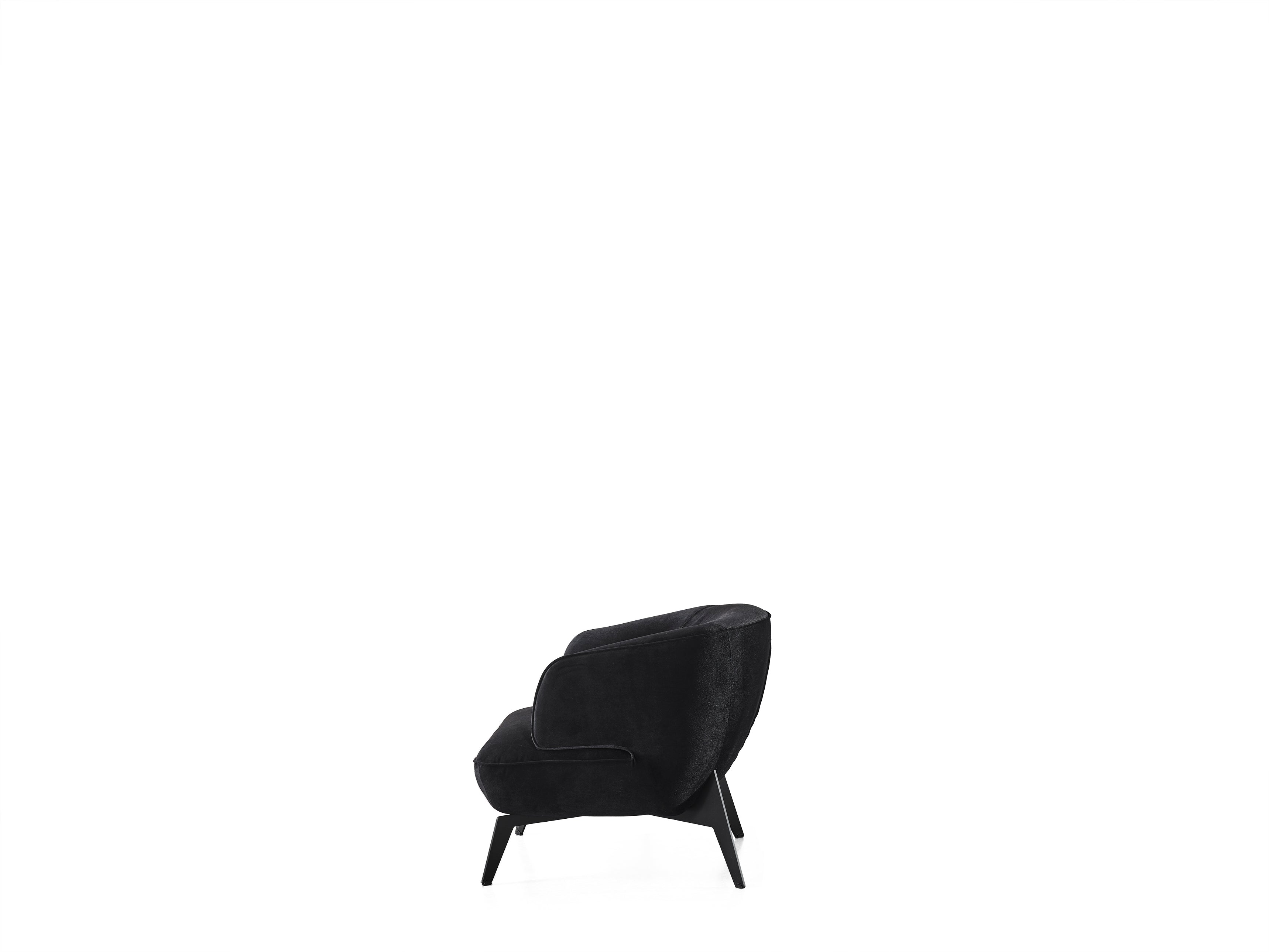 28" Black Velvet and Metal Lounge Chair