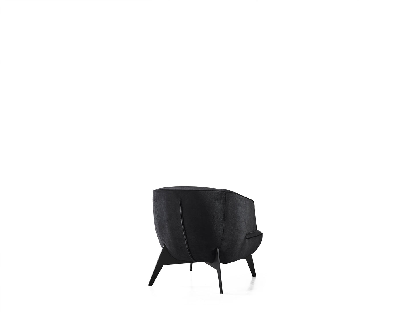 28" Black Velvet and Metal Lounge Chair