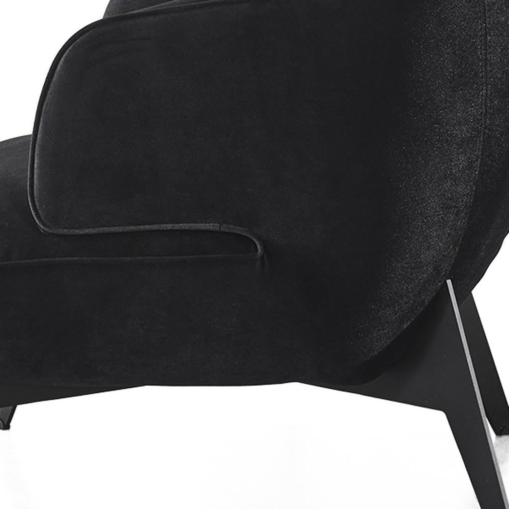 28" Black Velvet and Metal Lounge Chair