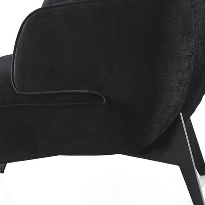 28" Black Velvet and Metal Lounge Chair