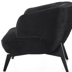 28" Black Velvet and Metal Lounge Chair